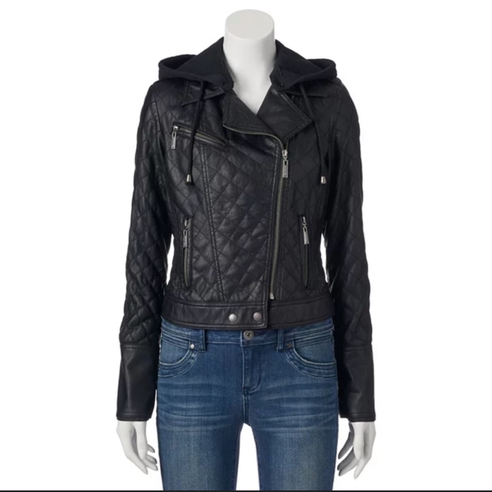 Quilted Faux-Leather Moto Jacket